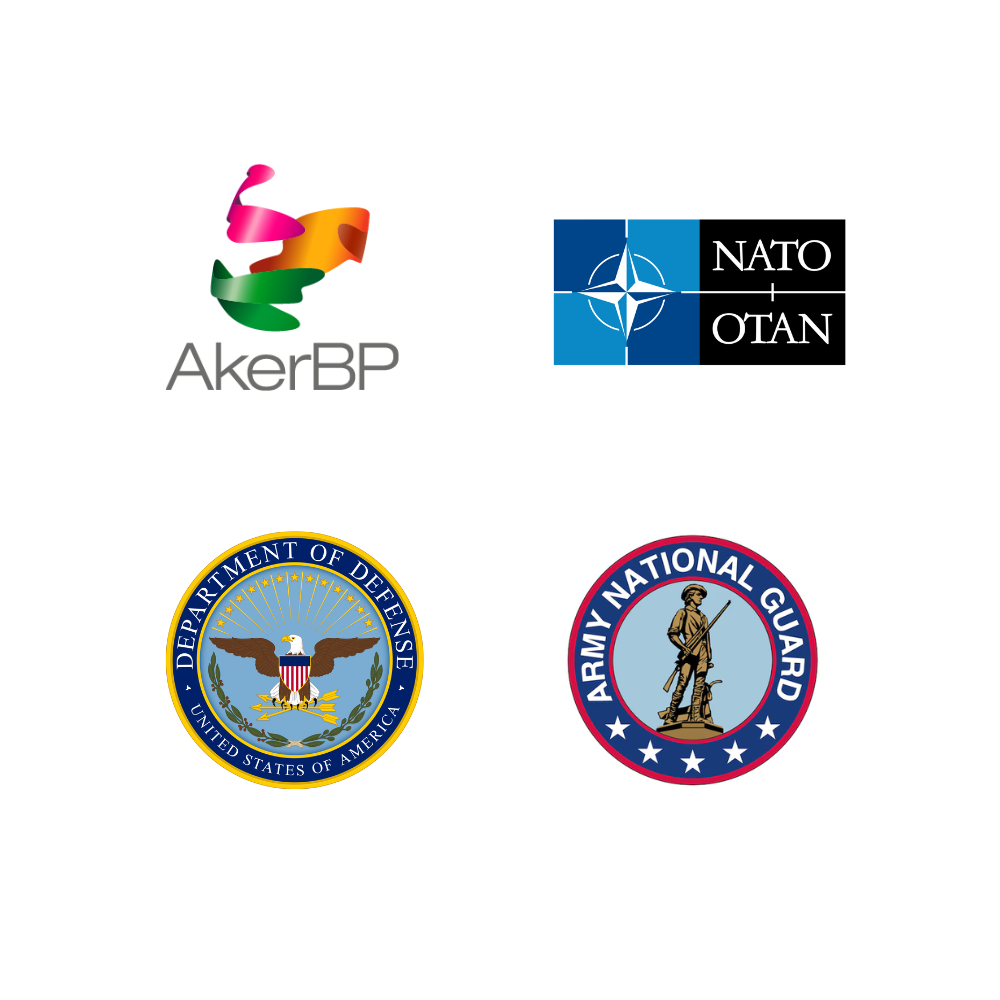 Logos: Aker BP, NATO, USA Department of Defense, and US Army National Guard