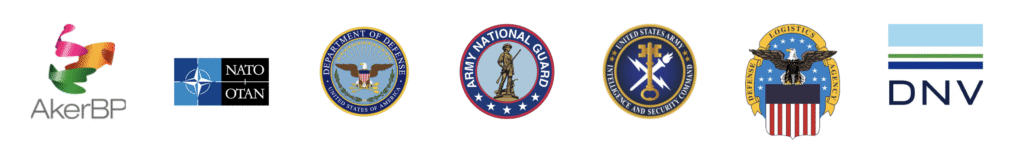 Logos from different defense organizations